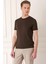 Slim Fit Bisiklet Yaka Düz Pamuklu Kahverengi Tişört Ts 823 2