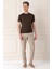 Slim Fit Bisiklet Yaka Düz Pamuklu Kahverengi Tişört Ts 823 3