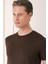 Slim Fit Bisiklet Yaka Düz Pamuklu Kahverengi Tişört Ts 823 4