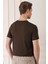 Slim Fit Bisiklet Yaka Düz Pamuklu Kahverengi Tişört Ts 823 5