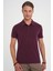 Comfort Fit Polo Yaka Modal Karışım Kısa Kol Casual Mürdüm Tişört Ts 903 2