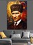 Fırça Darbeli Mustafa Kemal Atatürk Portresi Dekoratif Kanvas - Mdf Ahşap Tablo 5