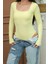 Kadın Body Uzun Kollu Kare Yaka Alttan Çıtçıtlı Slim Fit Bluz 5