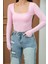 Kadın Body Uzun Kollu Kare Yaka Alttan Çıtçıtlı Slim Fit Bluz 6