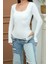 Kadın Body Uzun Kollu Kare Yaka Alttan Çıtçıtlı Slim Fit Bluz 4