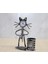 Metal Saksafon Çalan Müzisyen Kedi Saat ve Kalemlik 1