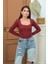 Kadın Body Uzun Kollu Kare Yaka Alttan Çıtçıtlı Slim Fit Bluz 2