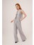 Ön Bağlama Detaylı Yelek ve Pantolon Gri Ikili Takım 1