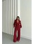 Modal 4 Düğme Astarsız Ceket - Pantolon Takım - Bordo 1