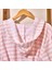 Soft Kapüşonlu Çizgili Kadın Bornoz - Beyaz / Pembe - L / Xl 3
