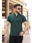 Erkek Hakim Yaka Dokuma Pamuklu Kumaş Kısa Kollu T-Shirt 1