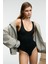 Chıles Kadın Slim Halter Yaka Kolsuz Çıtçıtlı Siyah Atlet 1