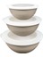 Lunar Kapaklı Kase 3lü Set 3lt 2lt 1lt Bej 2