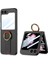 Galaxy Z Flip 6 Kılıf Kamera Korumalı Yüzüklü Karbon Tasarımlı Ecrz Flip Ring Kıpta Kapak-Siyah 1