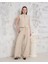 Broşlu Yelek Pantolon 2li Takım Bej 1