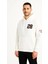 Üç Iplik Kapüşonlu Ön ve Arka Baskılı Sweatshirt Hoodie - Beyaz 3