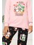 Yılbaşı Temalı Penguen Desenli Kız Çocuk Pijama Takımı - Pembe 3