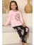 Yılbaşı Temalı Penguen Desenli Kız Çocuk Pijama Takımı - Pembe 4