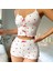 Mdb Mdbshop Beyaz Fiyonk Desenli Kalpli Askılı Şortlu Pijama Takım 2