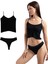 Lounge Crop & Spor Tanga - Siyah Set 1
