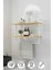 40x20 cm Banyo Rafı Duvara Monte Havluluk 2 Katlı Dekoratif Düzenleyici Organizer Beyaz Metal 1