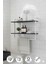 60x20 cm Banyo Rafı Duvara Monte Havluluk 2 Katlı Dekoratif Düzenleyici Organizer Beyaz Metal 1