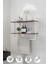 60x20 cm Banyo Rafı Duvara Monte Havluluk 2 Katlı Dekoratif Düzenleyici Organizer Beyaz Metal 1