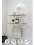 60x20 cm Banyo Rafı Duvara Monte Havluluk 2 Katlı Dekoratif Düzenleyici Organizer Beyaz Metal 1