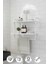 60x20 cm Banyo Rafı Duvara Monte Havluluk 2 Katlı Dekoratif Düzenleyici Organizer Beyaz Metal 1