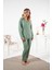 Kadın Kışlık Önden Düğmeli Kalp Desenli Süet Pijama Takımı 10