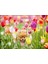 Rengarenk Laleler Arasındaki Sevimli Kahverengi Köpek 120 Parça Puzzle Yapboz Mdf (Ahşap) 1