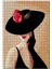 Kırmızı Gül Şekilli Şapkalı Kadın Görseli 120 Parça Puzzle Yapboz Mdf (Ahşap) 1