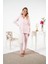 Kadın Kışlık Önden Düğmeli Puantiyeli Penye Lycra Pijama Takımı 4