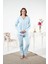 Kadın Kışlık Önden Düğmeli Puantiyeli Penye Lycra Pijama Takımı 9