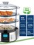 Cookfit Dijital 3 Katlı Paslanmaz Çelik Buharlı Pişirici 10 L – 700-800W Yüksek Performans 9