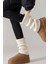 Original Premium Tozluk %100 Akrilik Triko Örgü Leg Warmer Ayak Isıtıcı Ekru 3