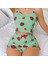 Mdb Mdbshop Pamuklu Yeşil Üstüne Çilek Desen Fitilli Askılı Şortlu Pijama Takımı 1
