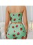 Mdb Mdbshop Pamuklu Yeşil Üstüne Çilek Desen Fitilli Askılı Şortlu Pijama Takımı 3