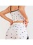 Mdb Mdbshop Pamuklu Beyaz Üstüne Siyah Kalp Desen Fitilli Askılı Şortlu Pijama Takımı 2