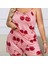 Mdb Mdbshop Büyük Beden Pembe Kiraz Desen Ince Askılı Pamuklu Şortlu Pijama Takımı 1