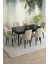 Meri Siyah Mermer 80X132 Açılabilir Mdf Masa Yemek Odası Takımı, Mutfak Takımı 6 Adet Sandalye 1
