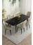 Meri Siyah Mermer 80X132 Açılabilir Mdf Masa Yemek Odası Takımı, Mutfak Takımı 6 Adet Sandalye 2