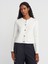 60935 Bisiklet Yaka Pullu Simli Düğmeli Triko Hırka-Ekru 1