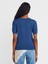 10779 Bisiklet Yaka Kısa Kol Basic Triko Bluz-Indigo 2