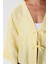 Kadin Flora Müslin Kabartma Dokulu Sarı Kimono 5