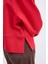 Oversize Yandan Yırtmaçlı Kısa Sweatshirt Kırmızı 4