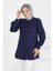 Kare Yaka Detaylı Dokuma Tunik Lacivert - 27607 1