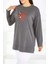 Uzun Kollu Baskılı Süprem Tunik Füme - 27586 2
