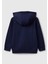 Erkek Çocuk Lacivert Önü Logo Baskılı Fermuarlı Kapüşonlu Sweatshirt 2