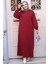 Bordo Sweat Tesettür Elbise 23641BR 1